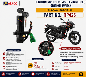 Interruptor de encendido con cerradura para Bajaj Pulsar 135, calidad de exportación para repuestos de motocicletas en India, Orado. - Product Image 3