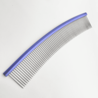 Peigne de toilettage pour animaux de compagnie Eversharp en acier inoxydable incurvé pour chiens et chats 230 mm Violet Éliminateur de poils