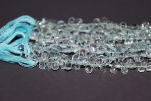 Perles en forme de poire à facettes bleu aigue-marine 5*7mm 8 pouces brin de poire pour la fabrication de bijoux - Product Image 3