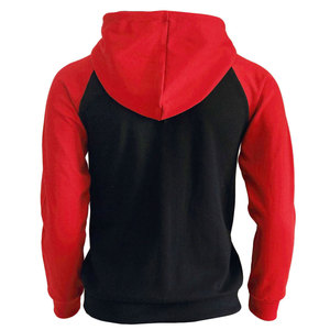 <b>Men's</b> Black <b>Red</b> Regular Sleeve Hooded <b>Sweatshirt</b> with Front Pocket Regular Fit Knitted Cotton Fleece Eco-Friendly Winter Wear - Product Image 2