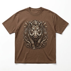 Emerald Dragon Pagoda T-<b>Shirt</b> | Forest Green 240 GSM Heavyweight Cotton Tee with Mountain Waterfall Print - Product Image 6