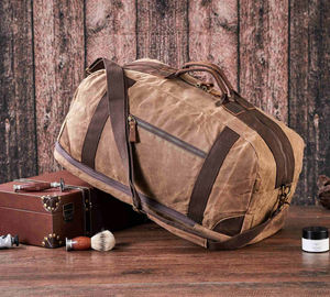 Bolsa de Viaje de Lona y Cuero, Fabricación OEM, Gran Capacidad, Impermeable, Bolsa de Viaje de Fin de Semana, LCTB-0071 - Product Image 4
