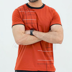 Nouveautés : T-shirt décontracté uni pour homme avec motif linéaire, coupe oversize, 100 % coton, style streetwear minimaliste, col rond, coupe ample - Product Image 2
