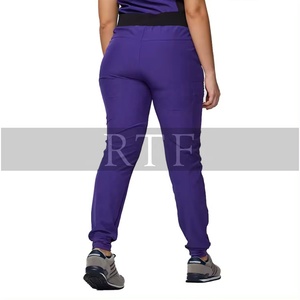 Conjunto de Uniformes Médicos Unisex de Poliéster y Spandex Elástico, Blusa de Manga Corta con Cierre y Pantalones Jogger, Cintura Elástica - Product Image 5