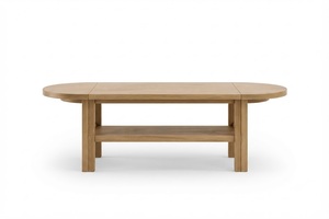 Table basse ovale en bois pliable moderne avec étagère inférieure pour salon - Product Image 2