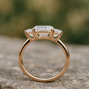 Bague de fiançailles à trois pierres taille radiant pour femme en or massif 14K/18K avec diamant de laboratoire certifié IGI – Vente en gros - Product Image 2