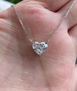 Collar con Diamante Cultivado en Laboratorio con Corte Corazón, Collar Sencillo de Uso Diario con Solitario de 14K, Colgante de Diamante CVD/HTHP, Regalo de San Valentín para Ella - Product Image 5