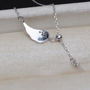 S925 <b>Silver</b> Chain Handmade Accessory Holder with Adjustable Y-Shaped <b>Angel</b> Wing Pendant 7-12 Pearl 4028 Fashion <b>Necklaces</b> - Product Image 4