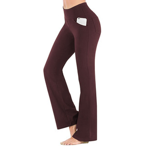 Leggings de yoga évasés pour femmes, taille mi-haute, respirants, légers, en Spandex/Nylon, avec taille élastique, couleur unie, pour le sport et le yoga - Product Image 2