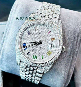 Moissanite Stainless Steel Silver <b>Watch</b> Luxury Timepiece with Diamonds and Water Resistant Features for Modern Lifestyles - Product Image 2