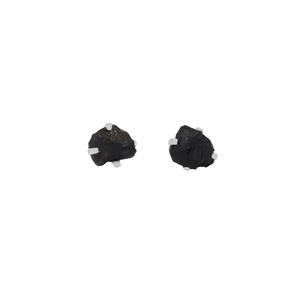 925 <b>Silver</b> Natural Black Tourmaline Rough Butterfly Lock <b>Stud</b> <b>Earrings</b> Fashion Trendy Dainty Prong Setting Pack of 4 Pairs - Product Image 3