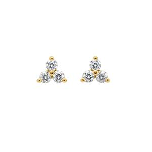 Pendientes de Oro de 14K con Diamantes Cultivados en Laboratorio de 0.24 Ct, Elegantes, con Tres Piedras, Estilo Minimalista, Joyería Fina, Regalo para Mujer, para Fiestas - Product Image 1