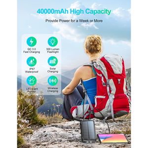 Impermeabile 6W ricarica rapida portatile banca di energia solare 33500mAh torcia luminosa batteria per iPhone Samsung Tablet - Product Image 3