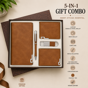 Set de Regalo Empresarial 3 en 1 de Cuero Vegano Personalizado: Cuaderno A5 de Tapa Dura, Bolígrafo, Estuche para Gafas, Planificador con Carga Inalámbrica, Regalo Personalizado - Product Image 3