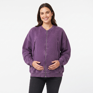 <b>Nursing</b> Breastfeeding Jackets Women's 100% Cotton Maternity Bomber Jackets Ladies Crew Neck Breastfeeding Maternity Jacket Women - Product Image 6