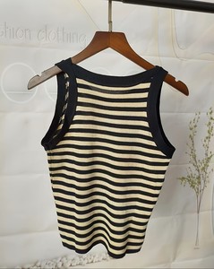Débardeur tricoté rayé pour femme, sans manches, léger, respirant, écologique, séchage rapide, coupe courte pour l'été décontracté - Product Image 4