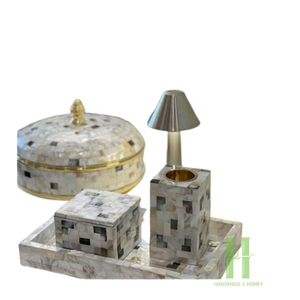 Brûleur d'encens OEM incrusté de nacre, ensemble de brûleurs d'encens Bakhoor incrustés de nacre faits à la main, EAU QATAR BAHRAIN - Product Image 4