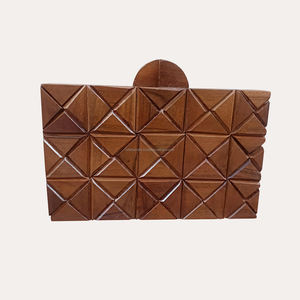 Pochette en bois faite à la main pour femmes style vintage décontracté avec décoration de perles conception de briques doublure en coton style dame à la mode - Product Image 5