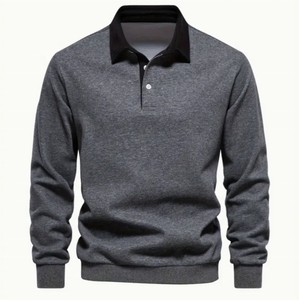 Polo à manches longues pour homme de style moderne, vêtements de mode avec logo personnalisé, impression de logo, OEM ODM, approvisionnement en gros - Product Image 3