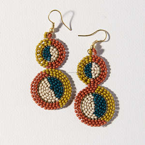 Shan India Double Circle Glass Beads Boho Fashion <b>Earrings</b> Jewelry Seed Beaded Handmade Dangle Lead Cadmium Free for Women Girls - Product Image 1