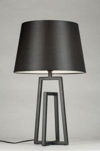 โคมไฟตั้งโต๊ะโลหะทรงเรขาคณิตทันสมัยพร้อมโคมผ้าตกแต่ง สำหรับใช้ในห้องนอนและห้องนั่งเล่น - Product Image 2