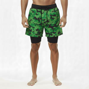 Shorts de sport pour homme OEM, décontractés, couleur unie, 2 en 1, avec poches intérieures à la taille, pour musculation, course à pied et gym. - Product Image 5