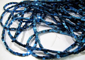 Cuentas de Hematita Azul Real en Forma de Cubo con Efecto Arcoíris, 2mm, Hilo de 16 Pulgadas para Fabricación de Joyas - Kit de Pulseras de Piedras Preciosas, Servicio de Muestras - Product Image 5