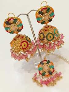 Últimos diseños de conjuntos de aretes con cuentas rojas para mujeres, estilo bohemio, conjunto de joyería de moda para uso diario, para bodas. - Product Image 6