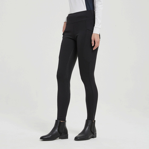 Pantalones de equitación para mujer con agarre de silicona en todo el asiento, elásticos, con logo frontal, cintura alta, cómodos para entrenamiento. - Product Image 4
