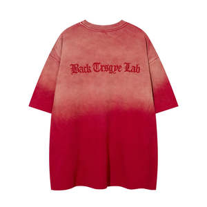 Camiseta de Manga Corta para Hombre, Cuello Redondo, Estilo Casual, con Bordado, Lavado, Degradado de Color Tie-Dye, Verano 2026, OEM - Product Image 2