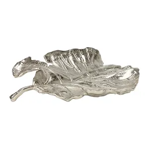 Luxury Gold Handmade Metal Tray with Premium Artisan Hammered TextureHandmade Metal Leaf <b>Decorative</b> <b>Plate</b> Polished Modern Plant - Product Image 1
