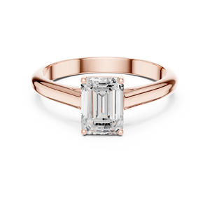 Bague de fiançailles solitaire personnalisée en émeraude taillée |   Bague en moissanite taille émeraude 7x5mm |   Bague de promesse minimaliste à quatre griffes - Product Image 3