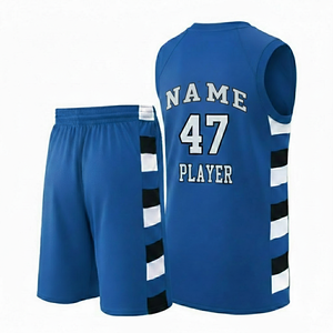Conjunto de Uniforme de Baloncesto Azul Personalizado, Sin Mangas, Sublimado, de Secado Rápido, Unisex, para Adultos, para Todas las Temporadas, con Números de Equipo Impresos, Ropa Deportiva - Product Image 5