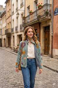 Chaqueta Unisex Talla Única Verde Salvia con Diseño de Serpiente y Palmera, Chaqueta Suzani con Bordado de Lujo de Artesanos Indios, Abrigo Floral Boho - Product Image 2