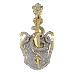 Colgante de Moissanita Personalizado con Letra, Plata de Ley 925, Amuleto Escudo de Cobra con Incrustaciones de Diamantes, Joyería con Corte Brillante Redondo - Product Image 4