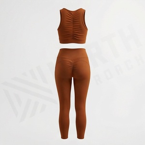 Ensemble de yoga pour femmes, vêtements de sport deux pièces, respirant, personnalisable, toutes tailles, couleur unie, marque privée - Product Image 2