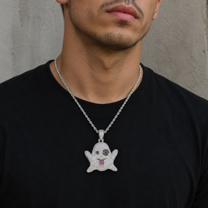 Pendentif fantôme glacé en argent 925 avec moissanite, collier de luxe hip-hop, bijoux pour fête et mariage - Product Image 3
