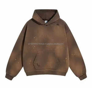 Sweat-shirt à capuche oversize vintage pour homme, lourd, 100% coton molletonné, brodé, sweat-shirts à capuche pour homme - Product Image 2