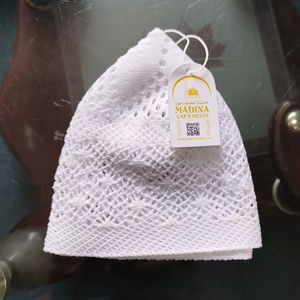 Nouveau bonnet musulman Kufi en tricot ajouré unisexe, couleur unie, extensible, respirant, bonnet chimio en coton, turban brodé à la main, toutes tailles - Product Image 5