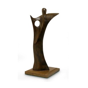 Vase en bois sculpté vintage, fait main, rustique, décoratif, porte-fleurs pour un intérieur traditionnel ou moderne - Product Image 1