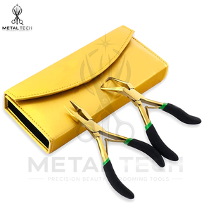 Juego de Pinzas para Remover Extensiones de Cabello de Acero Inoxidable Chapado en Oro, con Mandíbulas Rectas y Curvas, Abridor de Anillos Micro, Herramientas para Extensiones de Salón - Product Image 2