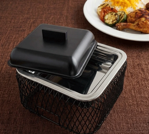 Colección Ramadán: Calentador de buffet de metal negro con soporte de alambre, moderno servidor de alimentos aislado, plato para calentar para catering - Product Image 2