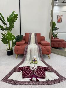 ชุดพรีเมียร์เรดดี้เวียร์ วิชิตร่า ผ้าไหมทิบบี้เนื้อหนัก จอร์เจตต์ เลเฮนกา ซารี สำหรับงานแต่งงานแบบดั้งเดิม งานรับปริญญา งานดิวาลี งานปาร์ตี้ฤดูร้อนและฤดูใบไม้ผลิ - Product Image 6