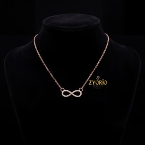 Collier pendentif Zyorio Jewels Infinity en diamant de luxe, argent sterling 925 plaqué or rose, cadeau pour femme, mariage, fête - Product Image 3