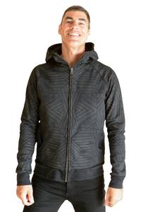 Sudadera con Capucha y Cierre para Hombre, Estampado Geométrico, Corte Regular, Informal, para Otoño, 100% Poliéster, Tejido Transpirable - Product Image 2