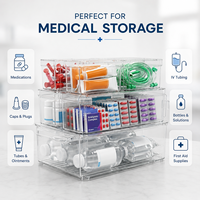 Boîtes de rangement en plastique rectangulaires transparentes et durables pour les cliniques, les hôpitaux, les laboratoires et les salles de traitement
