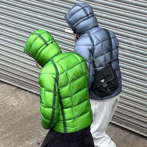 Veste d'hiver en duvet personnalisée en cuir PU gaufré, à capuche, pour femme, fermeture éclair, décontractée, chaude - Product Image 1