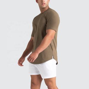 Camiseta de Manga Corta con Cuello Redondo y Hombros Caídos, 180g, Poliéster/Algodón/Spandex, para Hombre, con Logotipo Personalizado, Ropa Deportiva Transpirable de Alta Calidad - Product Image 2