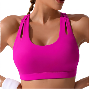 Women's Yellow <b>Halter</b> Sports <b>Bra</b> <b>Neck</b> Cut-Out Design Medium Support Yoga Breathable Spandex Polyester - Product Image 6