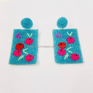 ต่างหูห้อยประดับลูกปัดลายดอกไม้หลากสีสไตล์โบฮีเมียน ของขวัญขายดี เครื่องประดับแฟชั่น - Product Image 1